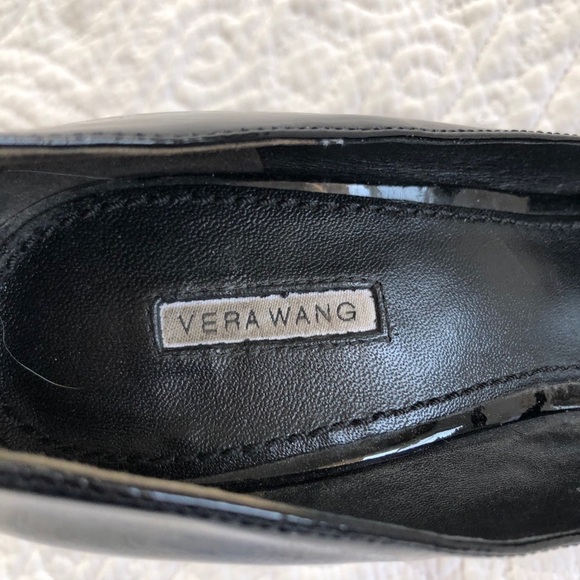 Vera Wang Lavender Black Patent Peep Toe Heels - Picture 6 of 13